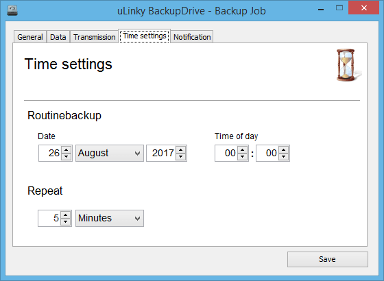 Time settings for automatic backup
